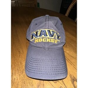 Champion Navy Hockey Hat Cap Adult Blue Yellow Adjustable Football Authentic